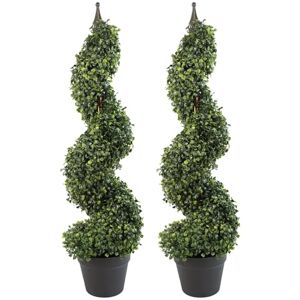Artificial Topiary Trees - Spiral Metal Top - 90cm Tall Pair Artificial Topiary Trees - Spiral Metal Top - 90cm Tall Pair