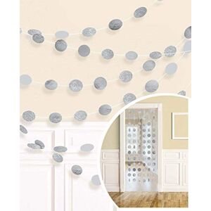 Amscan 672424-18 - Silver Glitter Foil Hanging String Decorations - 6 Pack