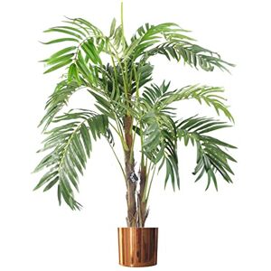 Genuine Leaf Design 120cm Artificial Palm Tree with Pot & Copper Planter - Artifical Tree Genuine Leaf Design 120cm Artificial Palm Tree with Pot & Copper Planter - Artifical Tree