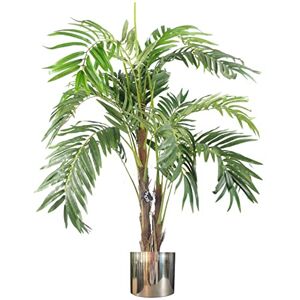 Leaf Design 120cm Realistic palm tree - pot + metal planter - artificial plant Leaf Design 120cm Realistic palm tree - pot + metal planter - artificial plant