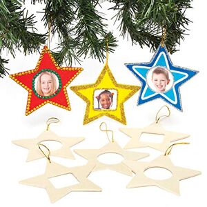 Baker Ross AF769 Star Wooden Photo (Pack of 8), Perfect for Children to Design and Decorate, Ideal for School, Groups, Home Crafting and Art & Craft Projects, Assorted