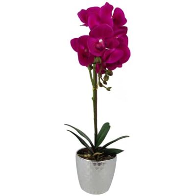 Leaf 50cm Phalaenopsis Orchid Artificial - Dark Pink Silver - Artificial Orchid Leaf 50cm Phalaenopsis Orchid Artificial - Dark Pink Silver - Artificial Orchid