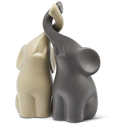 Vaudagio Loving Pair of Elephants in Beige & Grey Modern Ceramic Sculpture Figurine as a Set Decoration Figure 6.3" high Ornament Elephant in Love Vaudagio Loving Pair of Elephants in Beige & Grey Modern Ceramic Sculpture Figurine as a Set Decoration Figure 6.3" high Ornament Elephant in Love