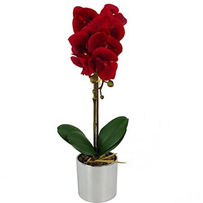 Leaf Red Artificial Orchid - 46cm - Unisex Leaf Red Artificial Orchid - 46cm - Unisex