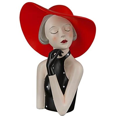 GILDE Poly Figur Lady mit Rotem Hut Decorative Figurines, Red, Unique GILDE Poly Figur Lady mit Rotem Hut Decorative Figurines, Red, Unique