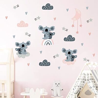 Ambiance Sticker Children's Wall Stickers Baby Room Decoration Children's Wall Stickers Scandinavian Wall Stickers Koala in The Stars H120 x L180 cm Ambiance Sticker Children's Wall Stickers Baby Room Decoration Children's Wall Stickers Scandinavian Wall Stickers Koala in The Stars H120 x L180 cm