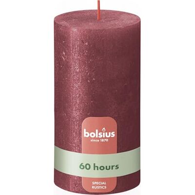 BOLSIUS Rustica Pillar Candle - Red - 13cm - Non-dripping - Unscented BOLSIUS Rustica Pillar Candle - Red - 13cm - Non-dripping - Unscented