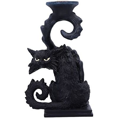 Nemesis Now Spite Black Cat Candlestick Holder, Black, 18.5cm Nemesis Now Spite Black Cat Candlestick Holder, Black, 18.5cm