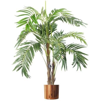 Genuine Leaf Design 120cm Artificial Palm Tree with Pot & Copper Planter - Artifical Tree Genuine Leaf Design 120cm Artificial Palm Tree with Pot & Copper Planter - Artifical Tree