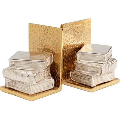 KARE Design Bookend Corner (2/Set), Gold/Silver, Aluminium, 23x15x12 cm, Bookshelf Decor, Accessoire, Hand-Painted, Book Holder, Book Motif, Living Room, Bedroom KARE Design Bookend Corner (2/Set), Gold/Silver, Aluminium, 23x15x12 cm, Bookshelf Decor, Accessoire, Hand-Painted, Book Holder, Book Motif, Living Room, Bedroom