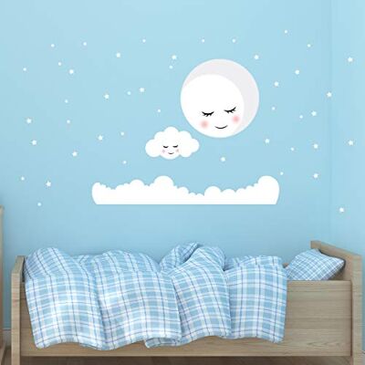 Ambiance Sticker s Adorable Moon and Cloud Wall Decals, 40cm Largest Moon and Cloud with 80 Pieces Different Size Stars, Nursery and Children's Room Wall Art Decor Glow in The Dark Ambiance Sticker s Adorable Moon and Cloud Wall Decals, 40cm Largest Moon and Cloud with 80 Pieces Different Size Stars, Nursery and Children's Room Wall Art Decor Glow in The Dark