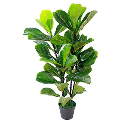 Leaf Design UK Artificial Fiddle Fig Tree - 90cm - Green - Artificial Plant - Realistic - Unisex Leaf Design UK Artificial Fiddle Fig Tree - 90cm - Green - Artificial Plant - Realistic - Unisex