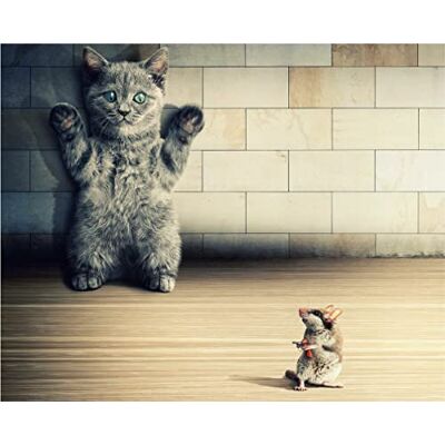 Handmade By Stukk Cute Cat vs Mice Art 3D Wall Sticker Available in 3 Different Effects Window, Cracked Wall and Poster Stickers Decal Ideal for Office, Home Wall Art Mural Home Decor Available in 4 Sizes. Handmade By Stukk Cute Cat vs Mice Art 3D Wall Sticker Available in 3 Different Effects Window, Cracked Wall and Poster Stickers Decal Ideal for Office, Home Wall Art Mural Home Decor Available in 4 Sizes.