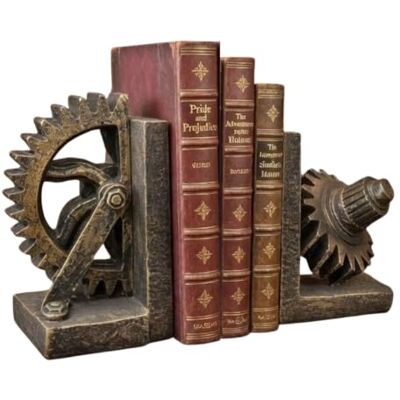 Bellaa Decorative Bookend Gear Book Ends Industrial Rustic Vintage Unique Heavy Statues Bookshelves Support Home Decor Accents (Large) Bellaa Decorative Bookend Gear Book Ends Industrial Rustic Vintage Unique Heavy Statues Bookshelves Support Home Decor Accents (Large)