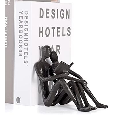 Ambipolar Romantic Reading Couple Bookshelf Decor, Cast Iron Bookend, Aesthetic Room Decor, Office Desk Decor, Home Decorative Bookend for Heavy Books, Satin Black Ambipolar Romantic Reading Couple Bookshelf Decor, Cast Iron Bookend, Aesthetic Room Decor, Office Desk Decor, Home Decorative Bookend for Heavy Books, Satin Black