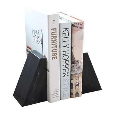Fox Run Black Marble Decorative Bookends, Set of 2 Heavy Bookends, 3" x 5 Fox Run Black Marble Decorative Bookends, Set of 2 Heavy Bookends, 3" x 5