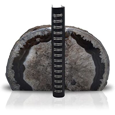 Nature's Decorations Black Agate Bookends – A Grade Quality Heavy Duty Dyed Non Toxic Decorative Crystal Book Ends for Shelves & Bookcases, Polished Geode Bookshelf Decor, 1 Pair 2-3Lbs Nature's Decorations Black Agate Bookends – A Grade Quality Heavy Duty Dyed Non Toxic Decorative Crystal Book Ends for Shelves & Bookcases, Polished Geode Bookshelf Decor, 1 Pair 2-3Lbs