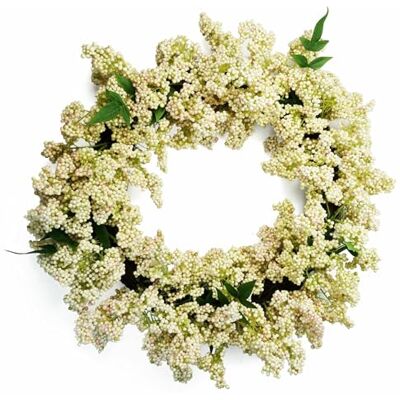 Leaf 55cm Artificial Hanging White Berries Wreath - Wreath Leaf 55cm Artificial Hanging White Berries Wreath - Wreath
