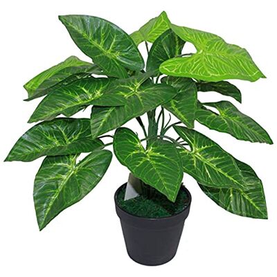 Leaf Design UK Realistic Large Artificial Foliage Plant with Pot, 45cm, Dark Taro Leaf Design UK Realistic Large Artificial Foliage Plant with Pot, 45cm, Dark Taro
