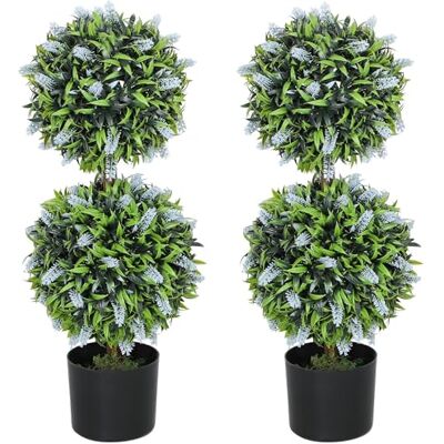 HOMCOM Set of 2 Potted Artificial Plants - Artificial Plants HOMCOM Set of 2 Potted Artificial Plants - Artificial Plants