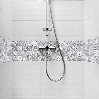 Ambiance Sticker Self-Adhesive Decorative Wall Decal Cement Tile for Bathroom and Kitchen Nuance de Gris Lia Pack of 6 Stickers of 5 x 30 cm Ambiance Sticker Self-Adhesive Decorative Wall Decal Cement Tile for Bathroom and Kitchen Nuance de Gris Lia Pack of 6 Stickers of 5 x 30 cm
