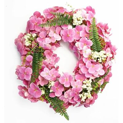 Leaf Pink Floral Wreath - Artificial 40cm - Decor Leaf Pink Floral Wreath - Artificial 40cm - Decor