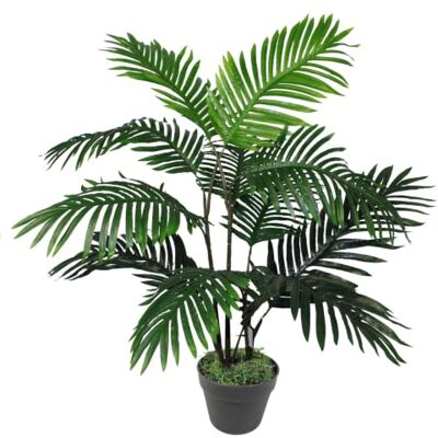 Leaf Areca Palm Tree - 90cm Artificial Tropical Plant - Green Leaf Areca Palm Tree - 90cm Artificial Tropical Plant - Green