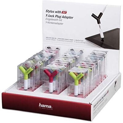 Hama 2-in-1 Stylus with Y-Jack Adaptor in Display Stand Hama 2-in-1 Stylus with Y-Jack Adaptor in Display Stand