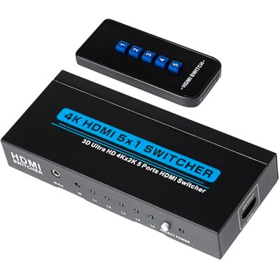 Maplin HDMI Switch 5 in 1 Out, Aluminium 4K@30Hz Ultra HD HDMI 2.0 Switcher with Remote, Compatible with TV Box, PS5/4, Xbox, Roku, Laptop, HDTV, Projector, Monitor Maplin HDMI Switch 5 in 1 Out, Aluminium 4K@30Hz Ultra HD HDMI 2.0 Switcher with Remote, Compatible with TV Box, PS5/4, Xbox, Roku, Laptop, HDTV, Projector, Monitor