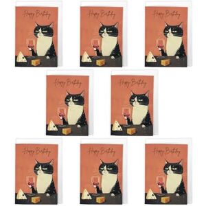 Artery8 Cat & Wine Birthday Cards – Pack of 8 A6 Cards with Envelopes – Whimsical Black & White Cat with Red Wine and Cheese – Ideal for Cat Lovers & Foodies – Blank Inside for Personal Message Artery8 Cat & Wine Birthday Cards – Pack of 8 A6 Cards with Envelopes – Whimsical Black & White Cat with Red Wine and Cheese – Ideal for Cat Lovers & Foodies – Blank Inside for Personal Message