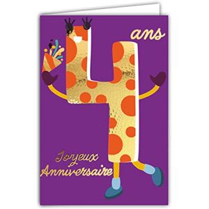 AFIE ColorAges 69-2404 Age 4 Years Shiny Gold Textured Embossed Birthday Card for Children, Boys, Girls Coloured Age Suitable for Inside Envelope Included Made in France ColorAges AFIE ColorAges 69-2404 Age 4 Years Shiny Gold Textured Embossed Birthday Card for Children, Boys, Girls Coloured Age Suitable for Inside Envelope Included Made in France ColorAges