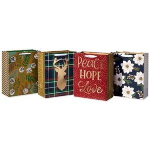 American Greetings 13" Large Christmas Gift Bags, Greenery and Lettering (4 Bags) American Greetings 13" Large Christmas Gift Bags, Greenery and Lettering (4 Bags)