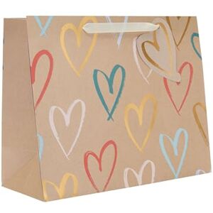 UK Greetings Large Gift Bag for Her/Friend Party Bags for Presents Birthdays/Congratulations/Weddings/Christmas/New Year Kraft Hearts Design 33 x 26.7 x 13.7 cm UK Greetings Large Gift Bag for Her/Friend Party Bags for Presents Birthdays/Congratulations/Weddings/Christmas/New Year Kraft Hearts Design 33 x 26.7 x 13.7 cm