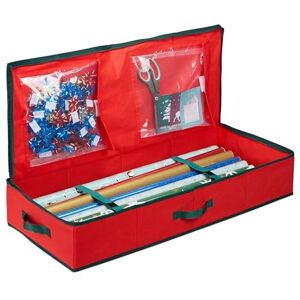 Relaxdays Gift Wrap Storage Box, 2 Inner Pockets for Ribbons, Christmas, Birthday, HWD: 14.5 x 81 x 35 cm, Red/Black, Cardboard Relaxdays Gift Wrap Storage Box, 2 Inner Pockets for Ribbons, Christmas, Birthday, HWD: 14.5 x 81 x 35 cm, Red/Black, Cardboard
