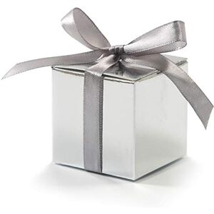 KPOSIYA 100 Pack Favor Boxes 2x2x2 inch Candy Boxes Silver Gift Boxes with Ribbons for Wedding Baby Shower Decorations Birthday Party Supplies KPOSIYA 100 Pack Favor Boxes 2x2x2 inch Candy Boxes Silver Gift Boxes with Ribbons for Wedding Baby Shower Decorations Birthday Party Supplies