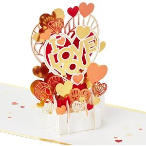 Hallmark 3D & Pop Up Love Card, Hearts Display, Anniversary, Valentines, Engagement, Gold, Red Hallmark 3D & Pop Up Love Card, Hearts Display, Anniversary, Valentines, Engagement, Gold, Red