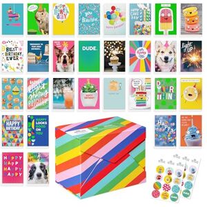 American Greetings Recycled Paper Greeting 30-Count Funny Birthday Card Assortment with Envelopes, Seals, and Storage Box (Funny Graphics) American Greetings Recycled Paper Greeting 30-Count Funny Birthday Card Assortment with Envelopes, Seals, and Storage Box (Funny Graphics)