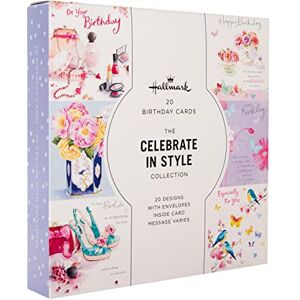 Hallmark Birthday Card Multipack, Pack of 20 Birthday Cards in 20 Floral Designs for Her, Female, Purple, Pink Hallmark Birthday Card Multipack, Pack of 20 Birthday Cards in 20 Floral Designs for Her, Female, Purple, Pink