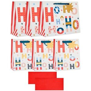 UK Greetings Multipack of 3 Large & 3 Medium Christmas Bags And 10 Sheets of Red Tissue Paper Ho Ho Ho Design UK Greetings Multipack of 3 Large & 3 Medium Christmas Bags And 10 Sheets of Red Tissue Paper Ho Ho Ho Design