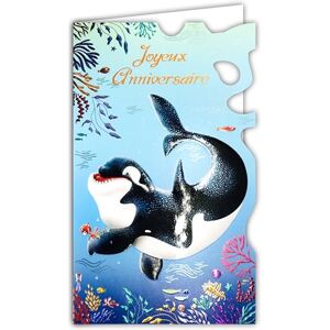 AFIE 17-6045 Happy Birthday Card with Envelope for Children, Boys, Girls, Sea Animals, Orca, Fish Aquarium, Sea, Ocean, Algae, Coral, Youth Illustration, Made in Europe AFIE 17-6045 Happy Birthday Card with Envelope for Children, Boys, Girls, Sea Animals, Orca, Fish Aquarium, Sea, Ocean, Algae, Coral, Youth Illustration, Made in Europe