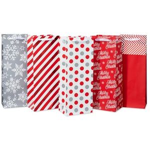 American Greetings Multi Design Wine Gift Bags, Red, White and Silver (5 Bags) American Greetings Multi Design Wine Gift Bags, Red, White and Silver (5 Bags)