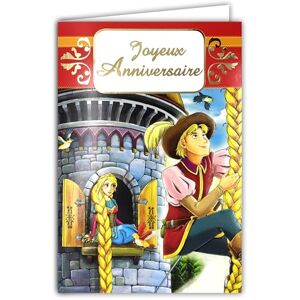 AFIE Happy Birthday Card for Children Princess Prince Manga Envelope 12 x 17.5 cm Prisoner Tower Castle Long Blonde Hair Illustration Youth Cartoon Fairy Tale Rapunzel 67-1053-B AFIE Happy Birthday Card for Children Princess Prince Manga Envelope 12 x 17.5 cm Prisoner Tower Castle Long Blonde Hair Illustration Youth Cartoon Fairy Tale Rapunzel 67-1053-B