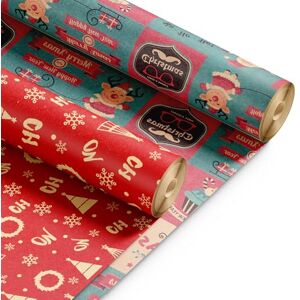 Kraft & Co 2 Pack Wrapping Paper Roll Festive Designed Recyclable Kraft Paper, Perfect for Holiday Gifts, Arts & Crafts-Wrapping for a Merry Christmas (44.5cm x 25m) (Merry Chirstmas) Kraft & Co 2 Pack Wrapping Paper Roll Festive Designed Recyclable Kraft Paper, Perfect for Holiday Gifts, Arts & Crafts-Wrapping for a Merry Christmas (44.5cm x 25m) (Merry Chirstmas)