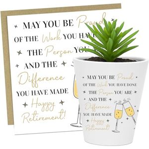 RED OCEAN Retirement Gifts For Women Plant Pot and Greetings Card Retirement Card For Colleagues Teachers Friend Congratulations Leaving Present Gift Set RED OCEAN Retirement Gifts For Women Plant Pot and Greetings Card Retirement Card For Colleagues Teachers Friend Congratulations Leaving Present Gift Set