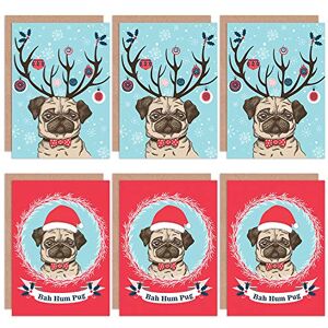 Artery8 - Pug Humbug Cards - Light Blue - Greeting Cards Artery8 - Pug Humbug Cards - Light Blue - Greeting Cards