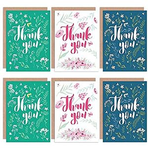 Artery8 - Thank You Cards Floral - Green - Pack 6 - Greeting Cards Artery8 - Thank You Cards Floral - Green - Pack 6 - Greeting Cards