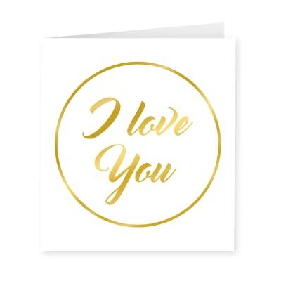 PD-Party 7028037 Valentine's Day Greetings Card Original Cards I Love You, Gold/White, 15cm Length x 15cm Width x 0.5cm Height PD-Party 7028037 Valentine's Day Greetings Card Original Cards I Love You, Gold/White, 15cm Length x 15cm Width x 0.5cm Height