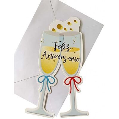 Generic Happy Anniversary Card - 2x15 Champagne Glasses - Transparent Generic Happy Anniversary Card - 2x15 Champagne Glasses - Transparent
