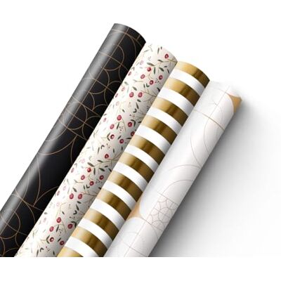 Kraft & Co 4 pack 44cm x 5M of Gift Wrapping Paper, Quality Festive Designed Kraft Paper, Eco-Friendly, Recyclable Wrapping Paper Ideal for Gifts, Arts & Crafts (20M Total) Traditional Kraft & Co 4 pack 44cm x 5M of Gift Wrapping Paper, Quality Festive Designed Kraft Paper, Eco-Friendly, Recyclable Wrapping Paper Ideal for Gifts, Arts & Crafts (20M Total) Traditional