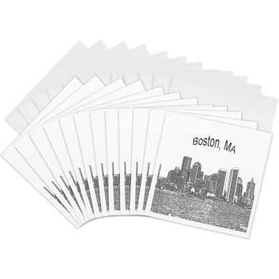 3dRose gc_21731_2 6 x 6-Inch "Boston Downtown Skyline Line Art" Greeting Card (Pack of 12) 3dRose gc_21731_2 6 x 6-Inch "Boston Downtown Skyline Line Art" Greeting Card (Pack of 12)